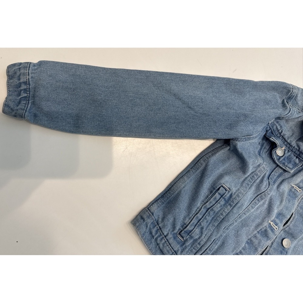 Levi's Denim Jacket Kids Size Medium Blue Good Repaired Trucker Jacket - Picture 10 of 16